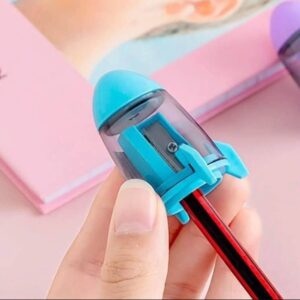 تراش فانتزی طرح موشک در رنگ های آبی، بنفش و صورتی با طراحی جذاب و مناسب دانش آموزان و علاقه مندان به لوازم التحریر خاص