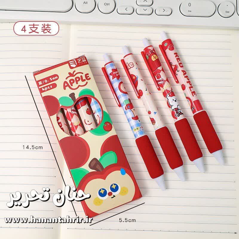 خودکار نرمالو طرح سیب قرمز با بدنه آبی و گریپ قرمز و کرم صورتی، طراحی شاد و جذاب خودکار نرمالو طرح سیب قرمز با بدنه آبی و گریپ قرمز و کرم صورتی، طراحی شاد و جذاب