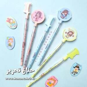 ست دو عددی مداد فشنگی طرح آینه و شانه با طراحی دخترانه فانتزی در رنگ های صورتی، آبی و زرد، مناسب مدرسه و استفاده روزمره