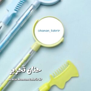 ست دو عددی مداد فشنگی طرح آینه و شانه با طراحی دخترانه فانتزی در رنگ های صورتی، آبی و زرد، مناسب مدرسه و استفاده روزمره