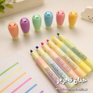پک هایلایتر کبریتی فانتزی ۶ عددی با رنگ های سبز، زرد، آبی، صورتی، نارنجی و بنفش مناسب مطالعه، جزوه و برنامه ریزی