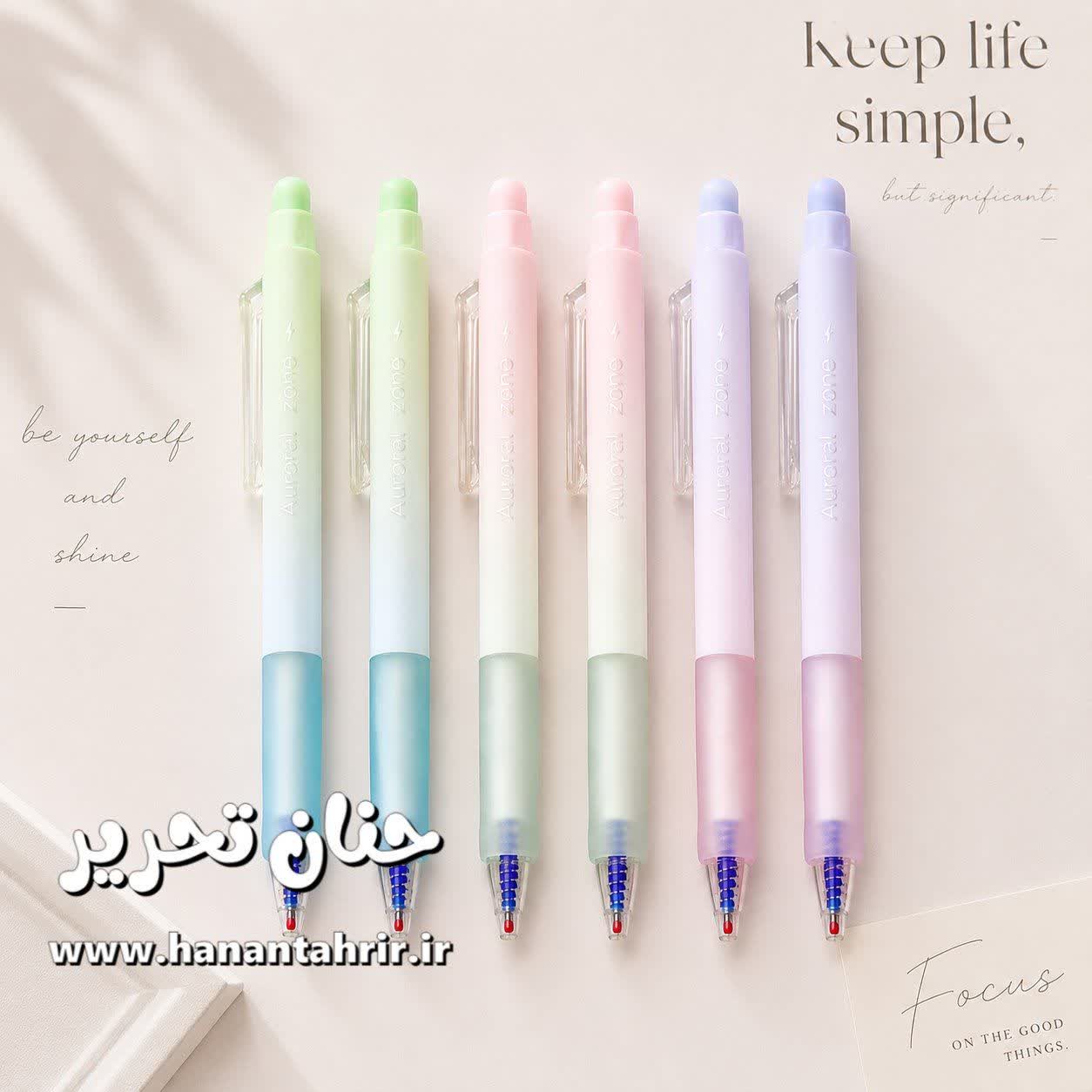 خودکار پاک کن دار لایف 1 خودکار پاک کن دار لایف مینیمال با جوهر آبی و پاکن در رنگ های بنفش، صورتی و سبز