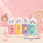 پک هایلایتر جولی چهار رنگ آبی زرد صورتی بنفش با طراحی مینیمال و زیپ کیپ