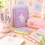 چرا لوازم تحریر فانتزی اینقدر محبوب شده است؟ 🎨📚 2 عکس مقاله مجموعه لوازم تحریر فانتزی و رنگارنگ روی میز مطالعه