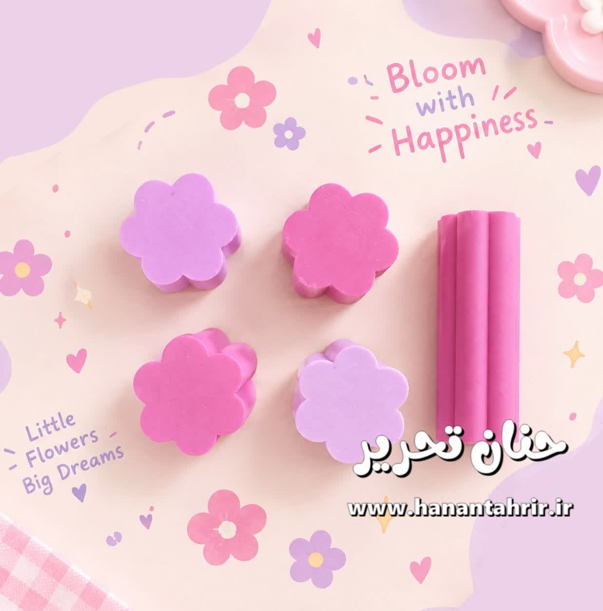 پاک کن سایز بزرگ طرح گل 1 پاک کن سایز بزرگ طرح گل فانتزی با تناژ صورتی تیره و صورتی روشن